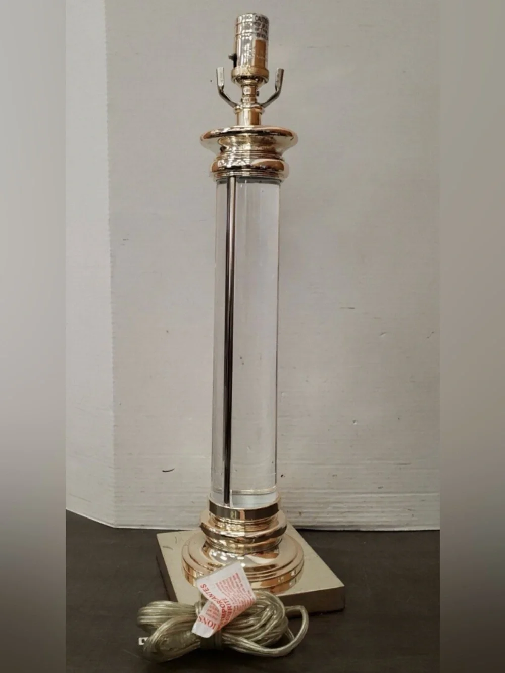 2 Vintage Restoration Hardware RH nickel/lucite column table lamps 23.5” SET/2 - Picture 2 of 14